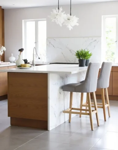 Za'tribu Covering Lyon Cuisine rénovée avec covering bois et effet marbre