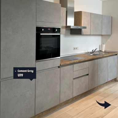 Façades de cuisine avec covering béton